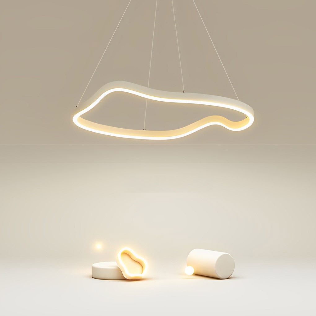 Modern Irregular Ring LED Pendant Light with 3-Step Dimming