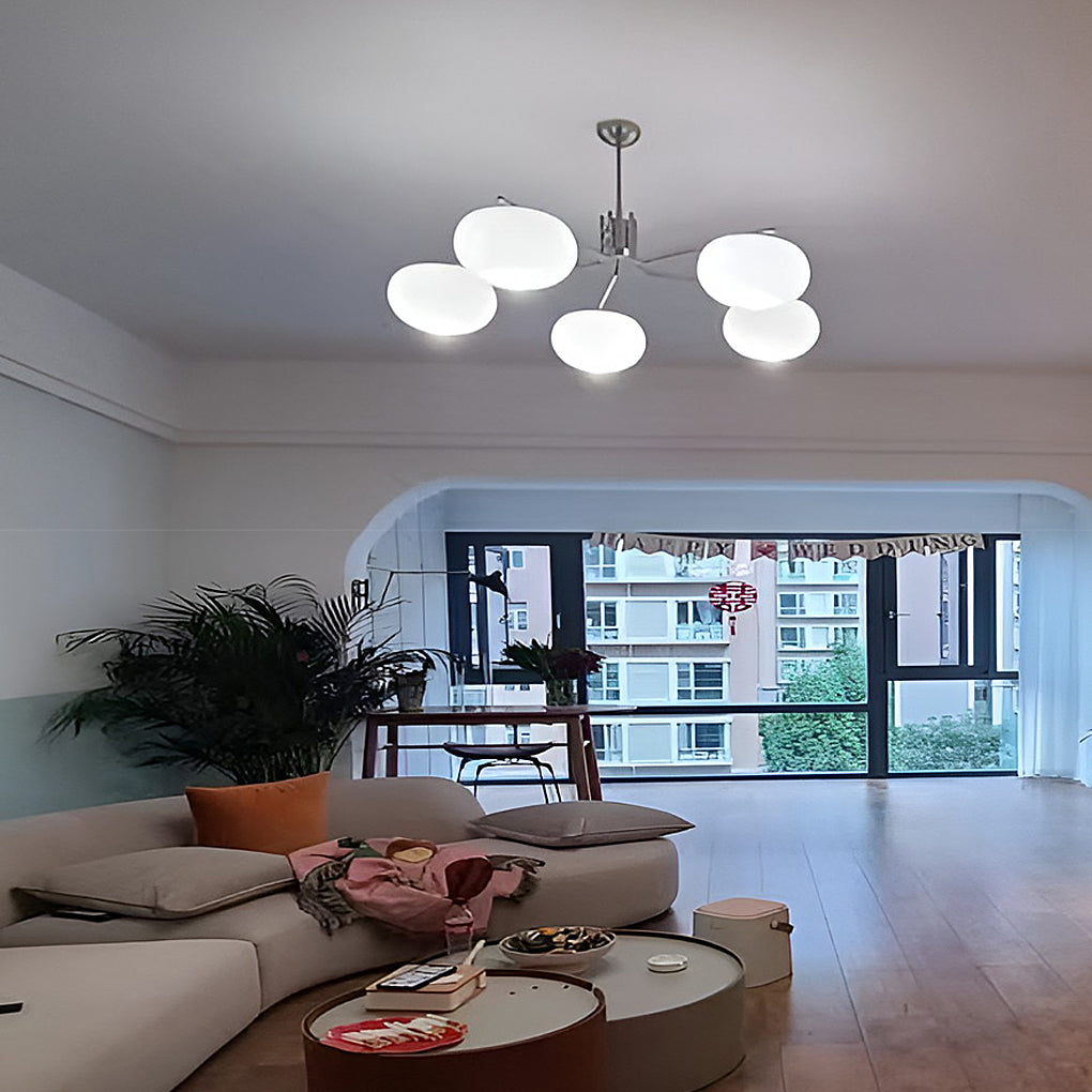 5-Light Glass Chandelier with 3-Step Dimming LED Nordic Hanging Lamp