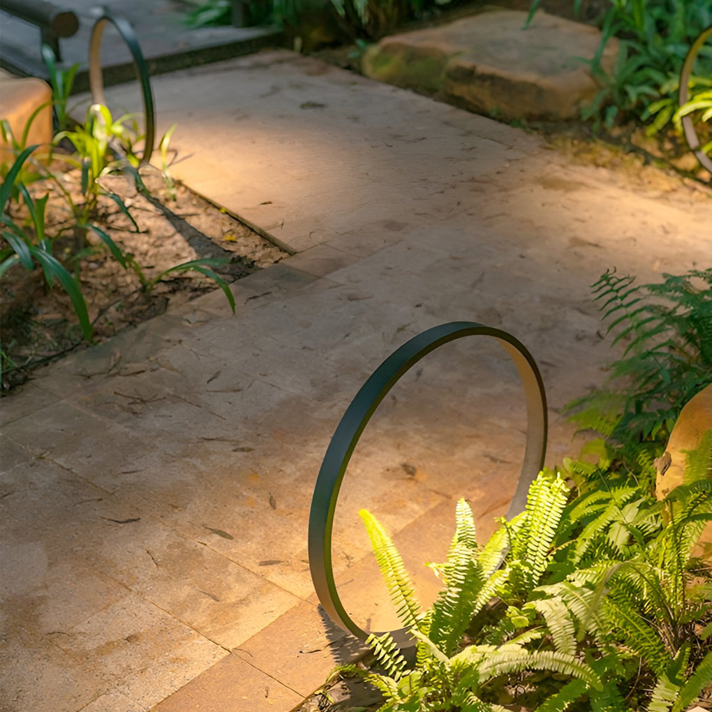 Modern Black Ring Pathway Light Aluminum COB Outdoor Landscape