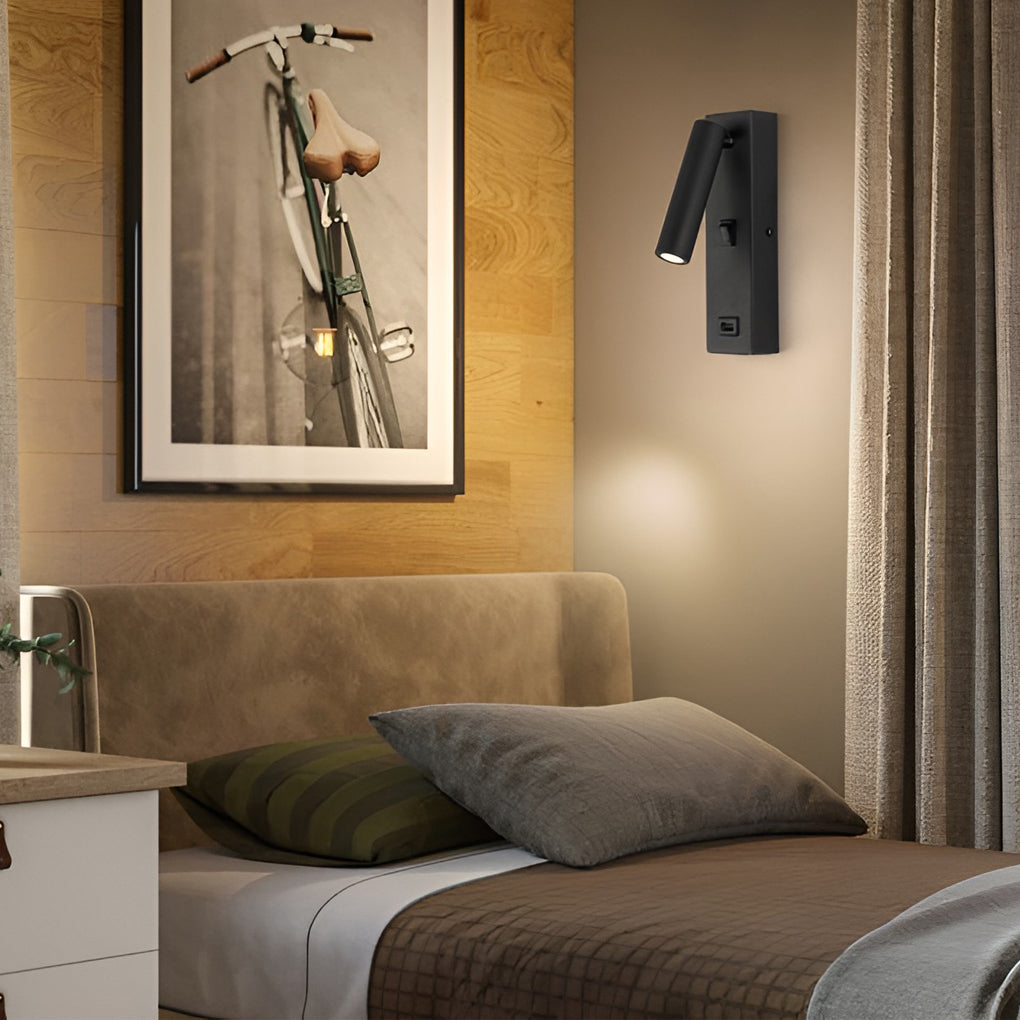 Rectangular LED Wall Lamp with Switch & USB Charging Port