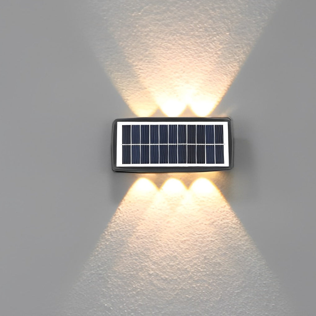 Rectangular Solar LED Outdoor Wall Lamp – Up Down Waterproof Black