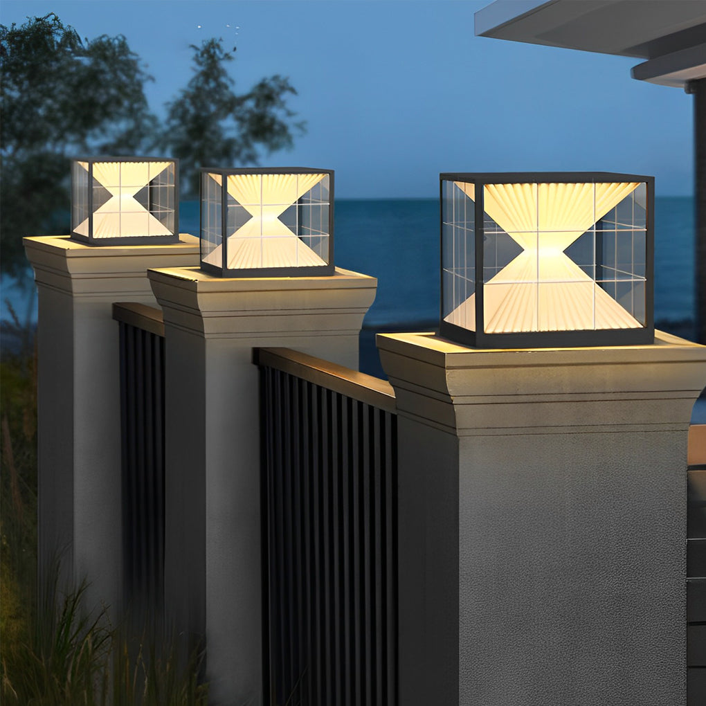 Modern Solar Fence Post Light – Hourglass LED Outdoor Pillar