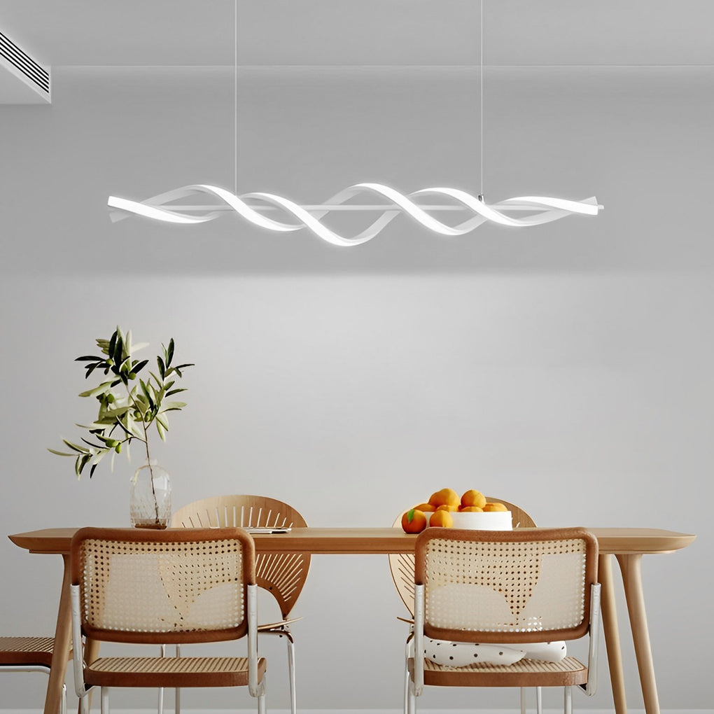 Modern Spiral White LED Chandelier with Dimmable Remote Control