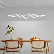Modern Spiral White LED Chandelier with Dimmable Remote Control