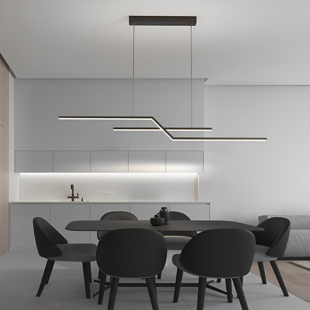 Modern Wave Linear LED Pendant Light with 3-Step Dimming