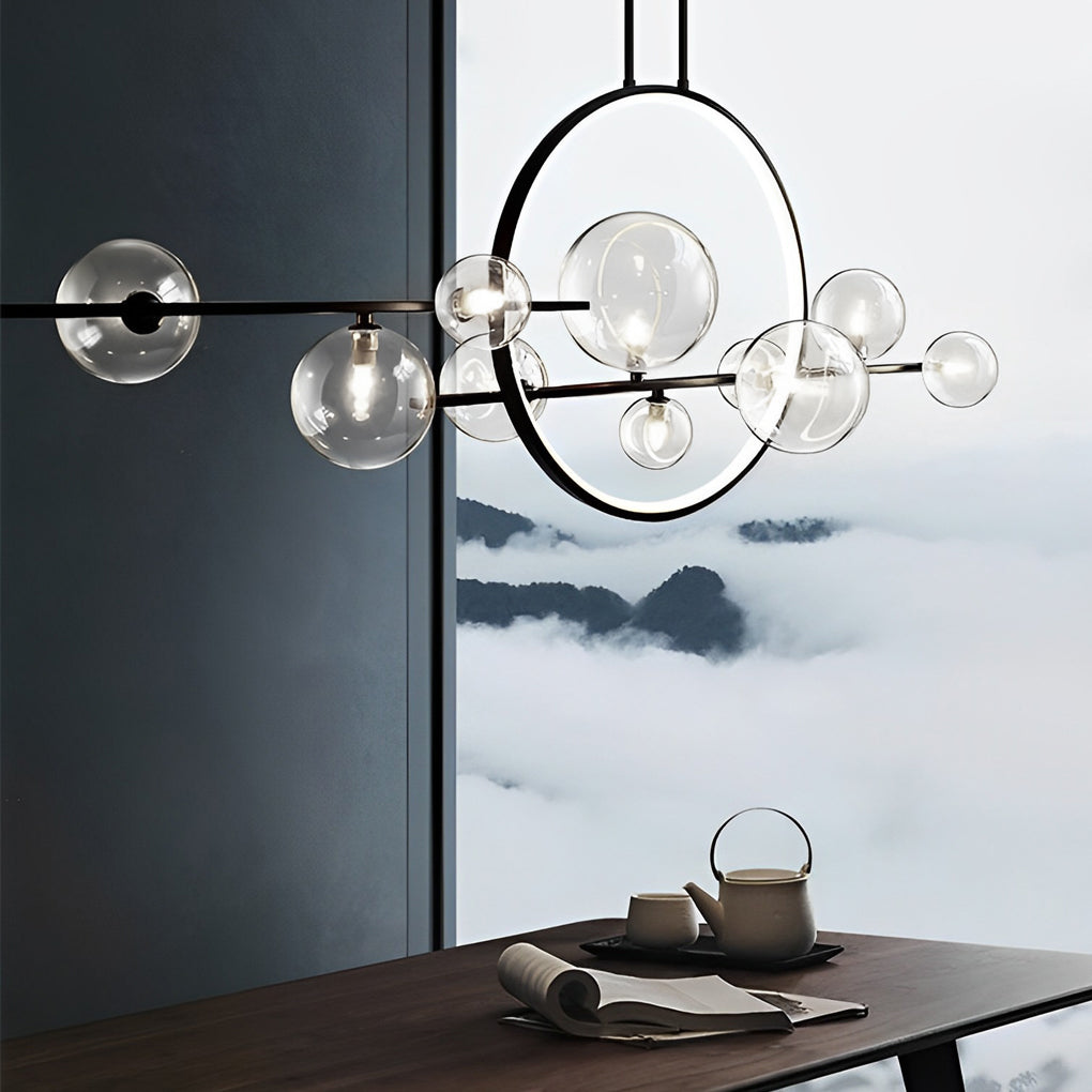 Modern Glass Bubble Chandelier with G9 LED – Black Finish
