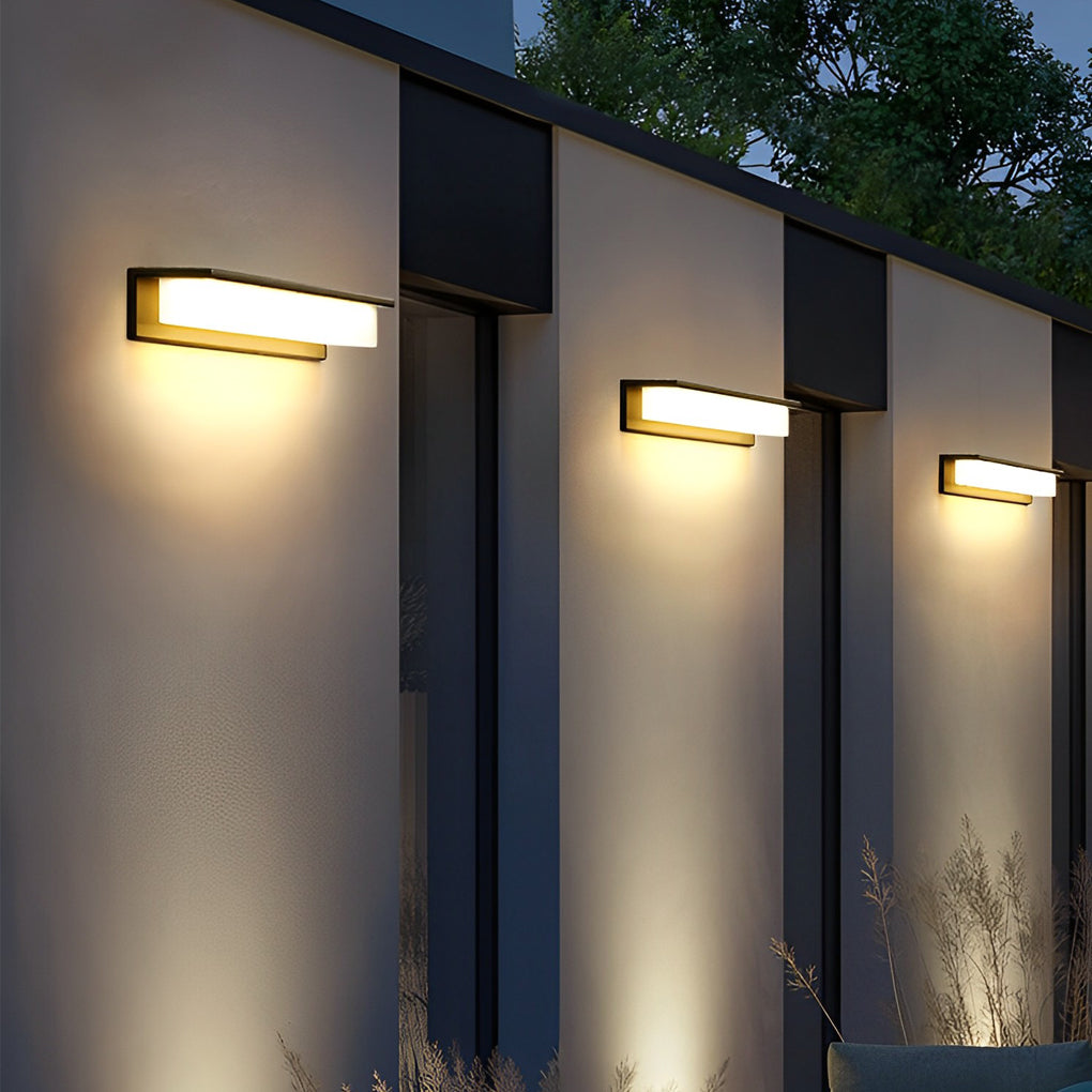 Modern Rectangular Solar LED Outdoor Wall Light - Waterproof