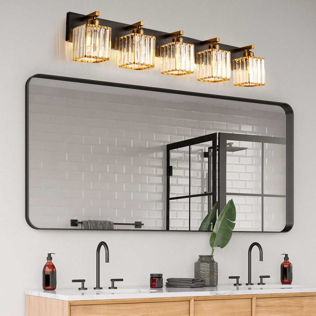 Crystal Square Wall Sconce - Modern Electroplated Metal Fixture