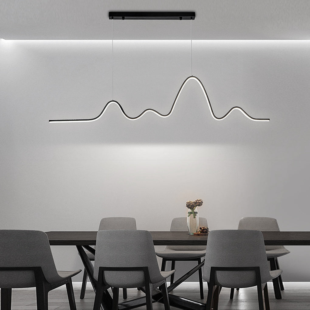 Modern Wave Line LED Pendant Light with Three-Step Dimming