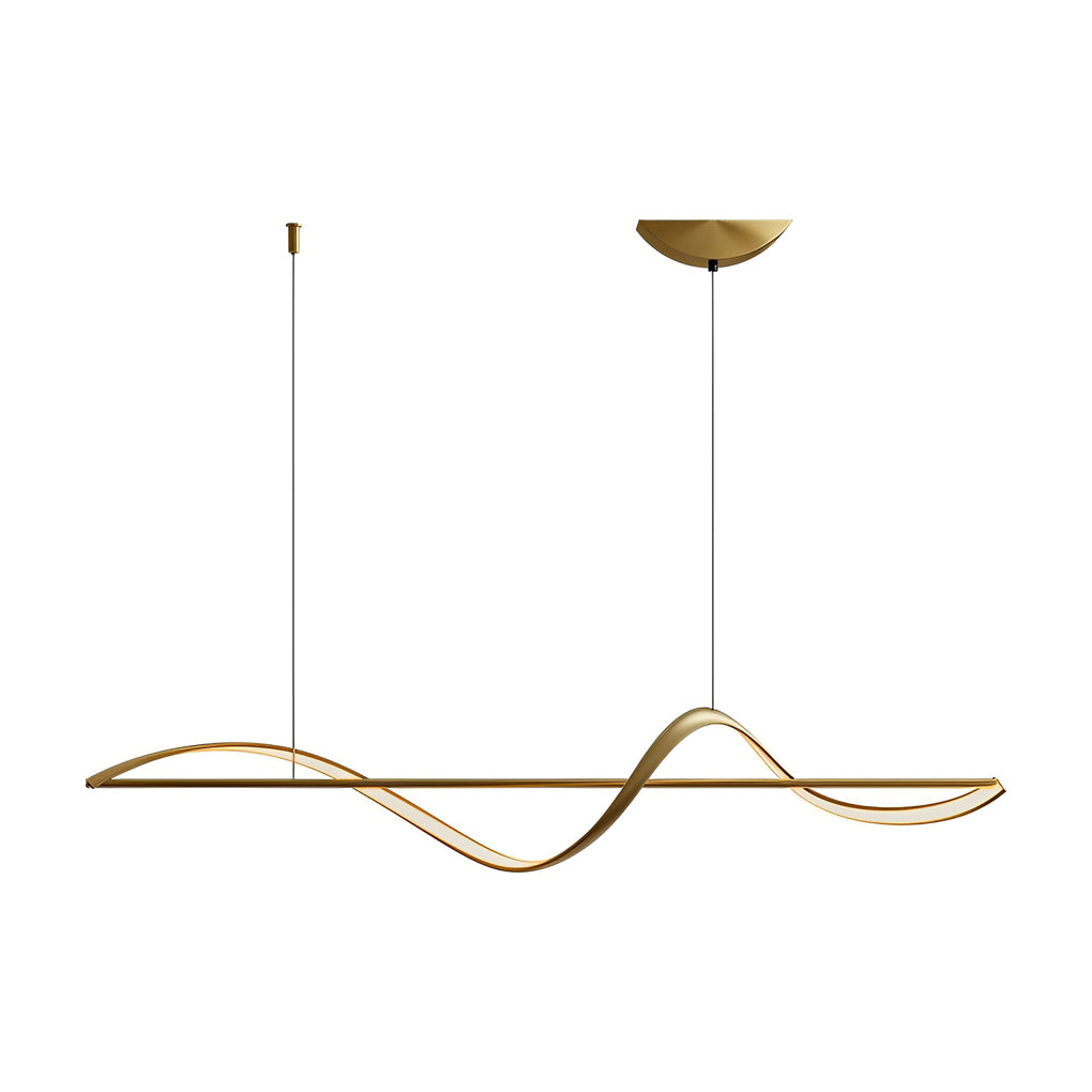 Modern Wave LED Copper Pendant Light for Dining Room