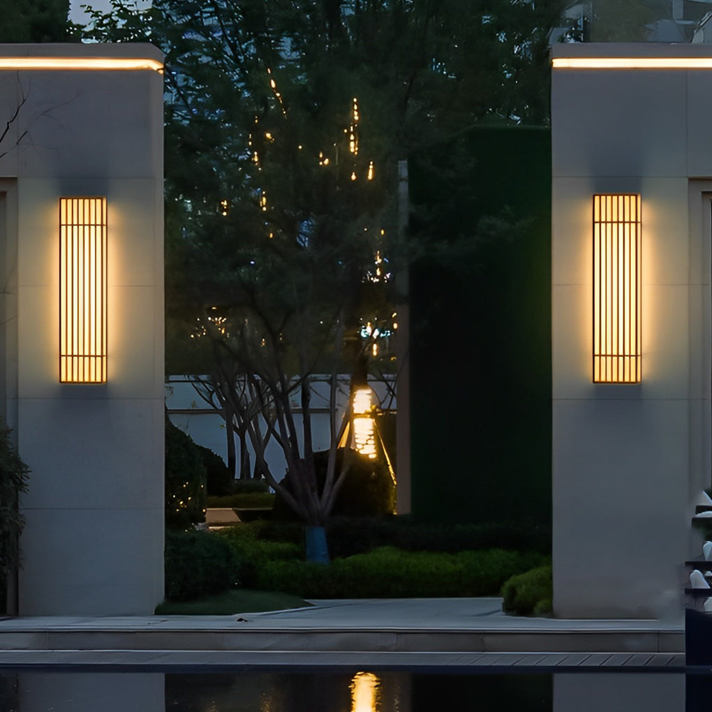 Industrial Vertical Stripe LED Outdoor Wall Lamp – Brown