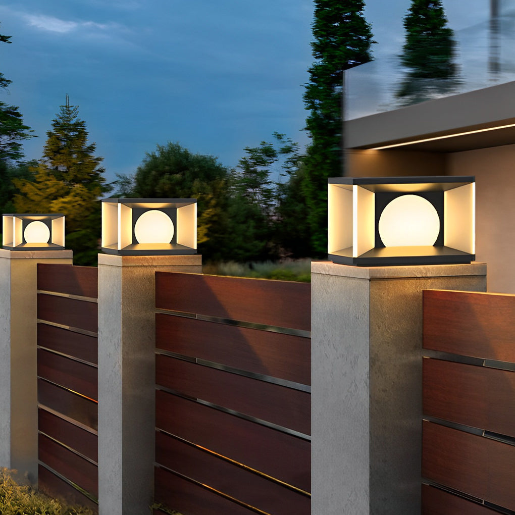 Modern Square Solar Post Cap Light Stainless Steel Outdoor LED
