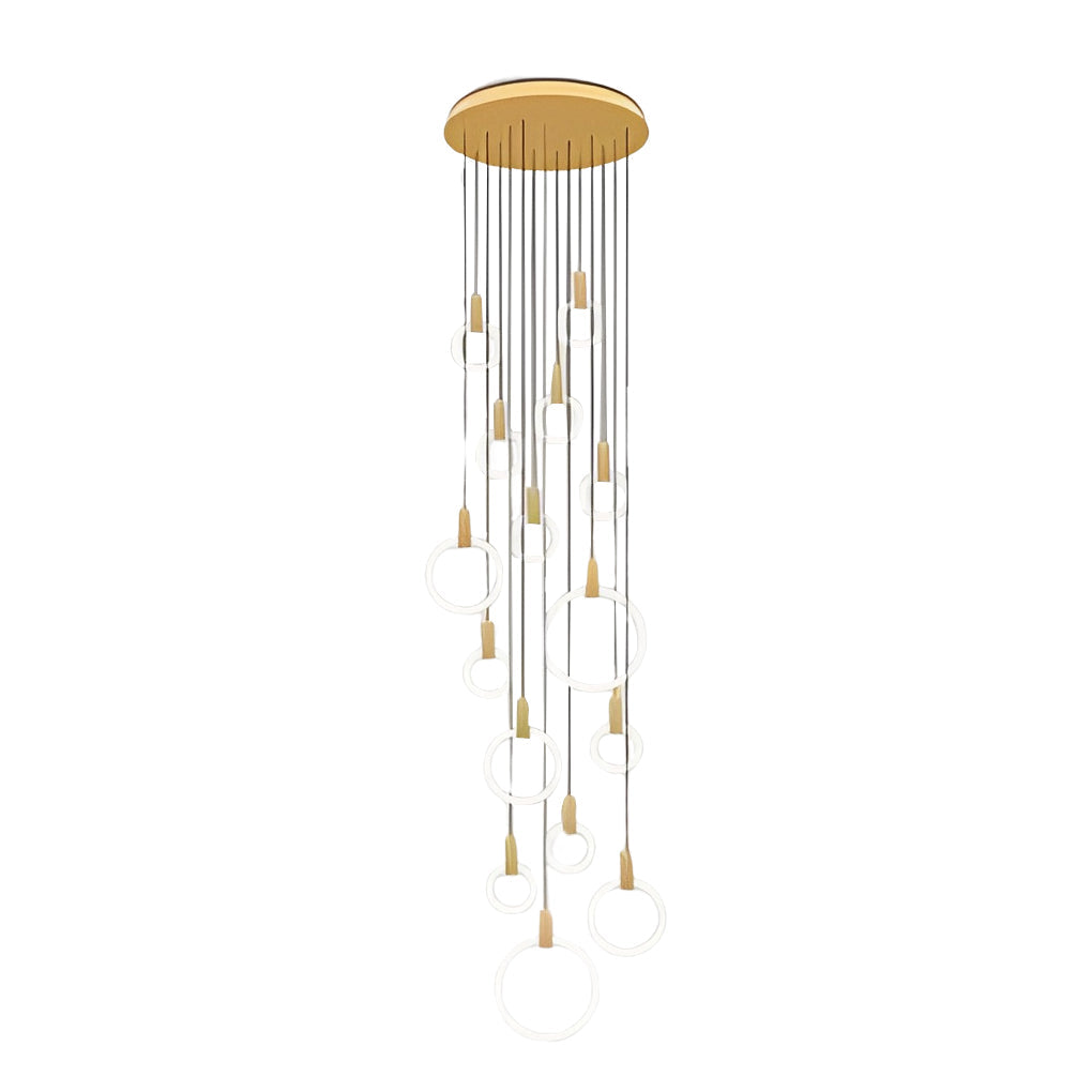 Modern Ring Staircase Chandelier with Stepless Dimming LED