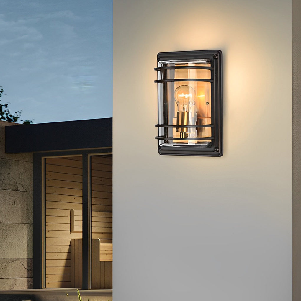 Modern Aluminum & Glass Outdoor Wall Light - Waterproof Brown Finish