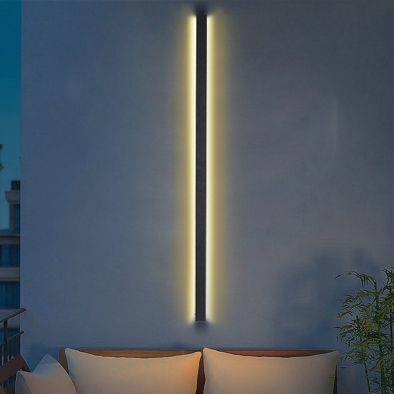 Modern Linear LED Outdoor Wall Light - Waterproof Black Metal Porch