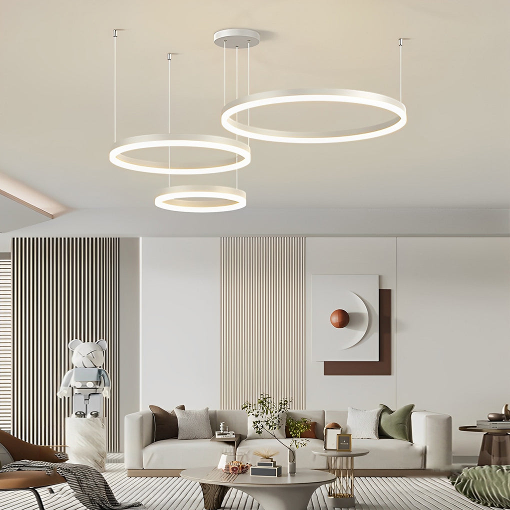Circular Rings LED Semi-Flush Mount Light with 3-Step Dimming