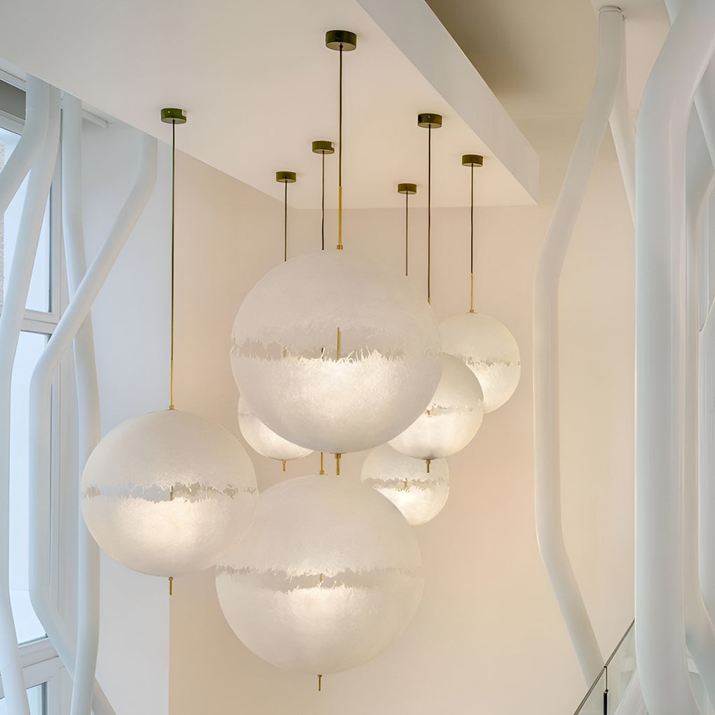 Moon Shaped Modern Nordic Pendant Light – Resin & Iron