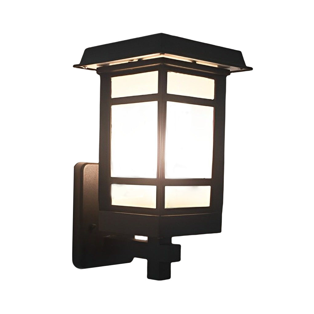 Modern Matte Black Outdoor Wall Lamp with Frosted Glass Shade