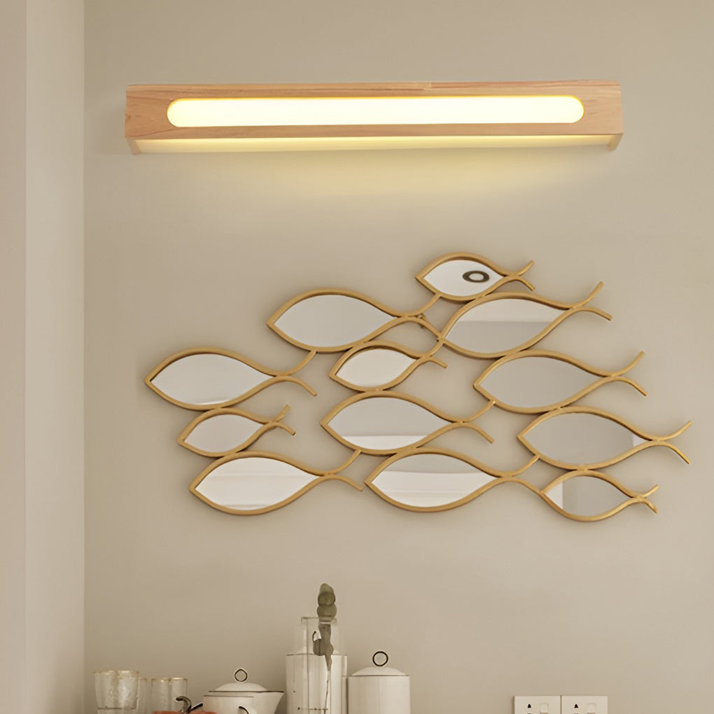 Rectangular Wood LED Wall Sconce Mirror Light Nordic Minimalist