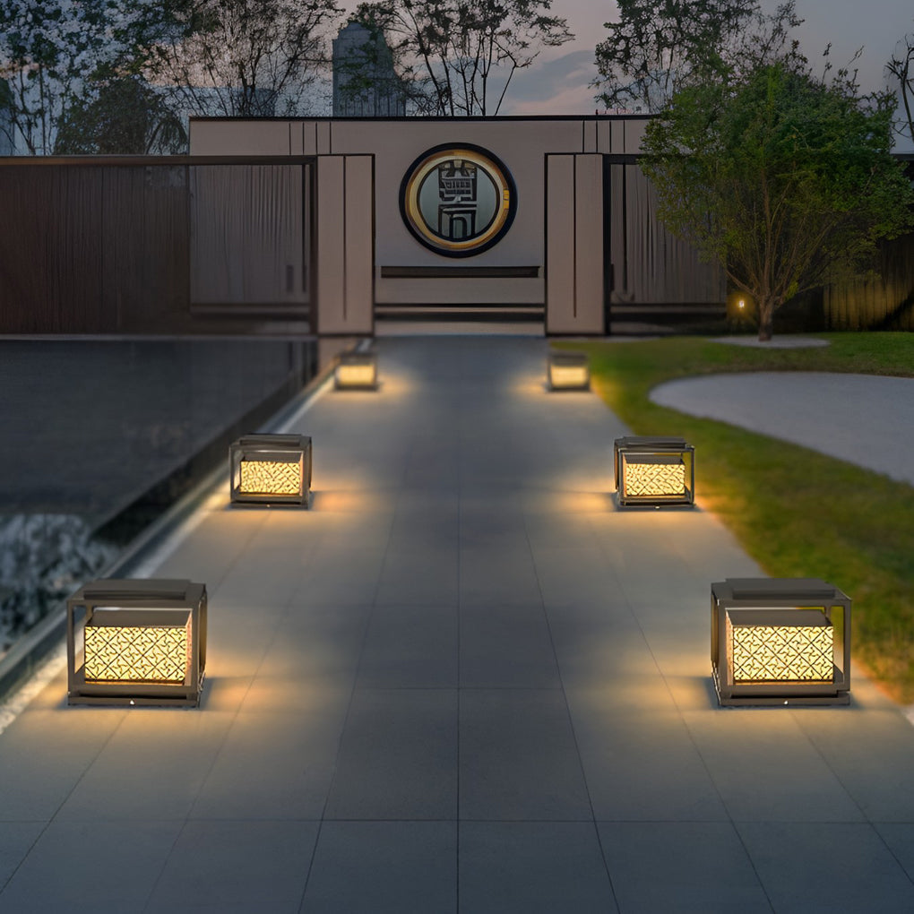 Square Solar Outdoor Fence Post Light - Waterproof IP65 Pillar Lamp