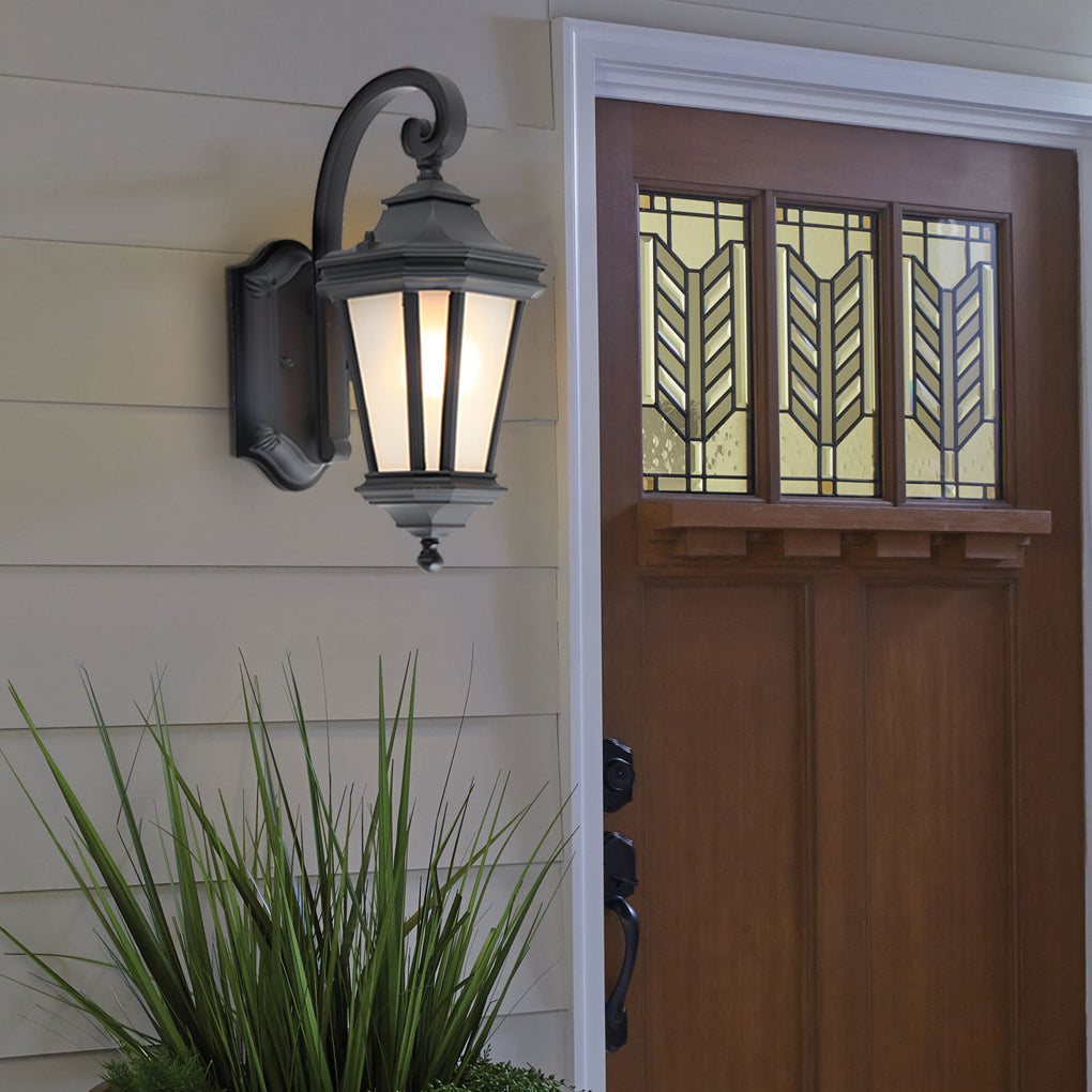 Modern Frosted Glass Outdoor Wall Light with Aluminum Frame