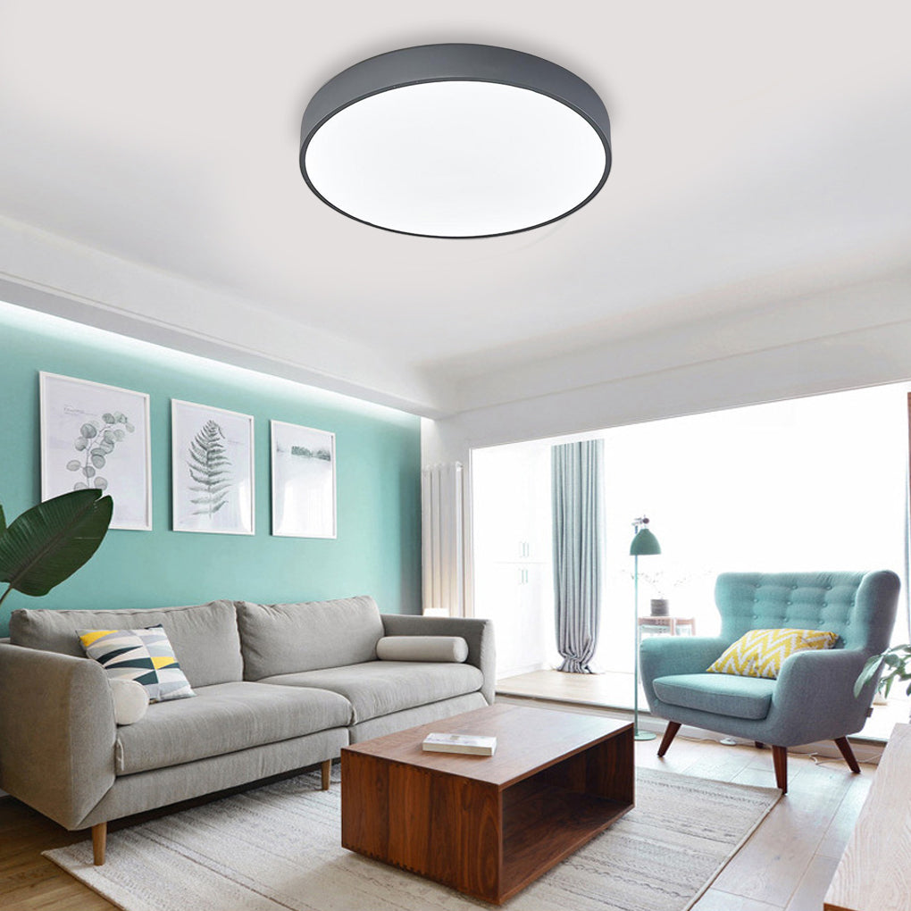 Ultra-Thin Round LED Ceiling Light Flush Mount Wood Frame