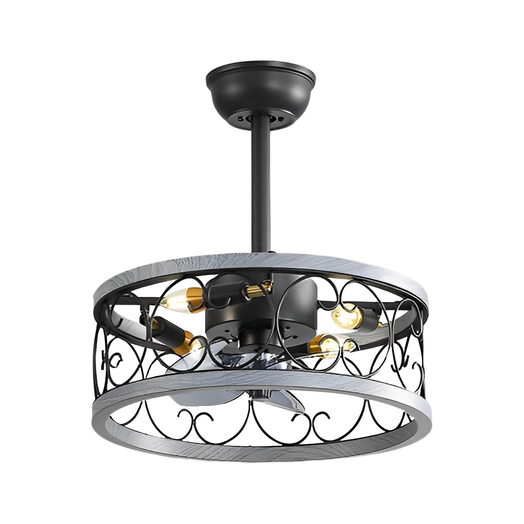 Retro Bladeless Ceiling Fan with Remote & Dimmable LED Light