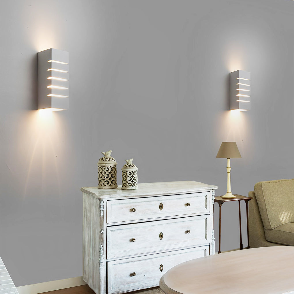 Modern Gypsum Glass Up Down Wall Light White Rectangular Sconce