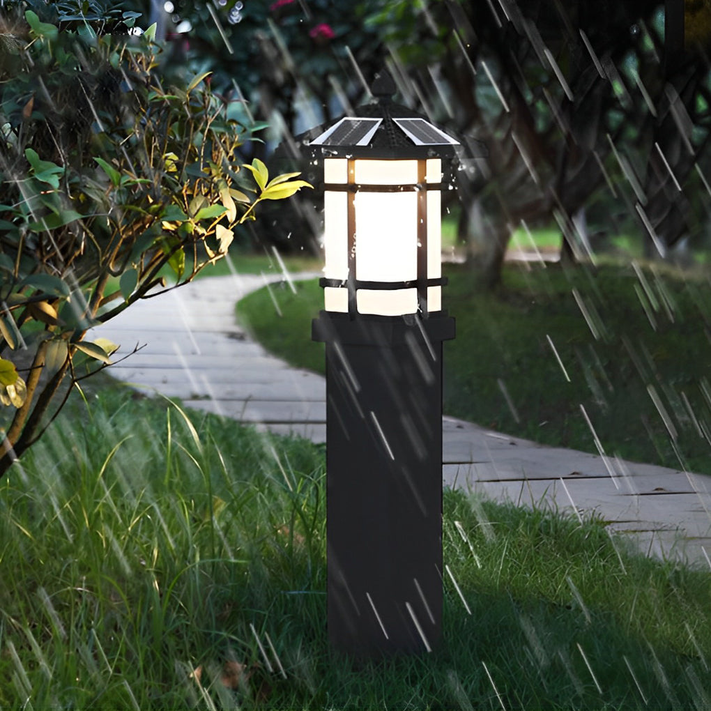 Modern Solar LED Bollard Light with Asian-Inspired Design