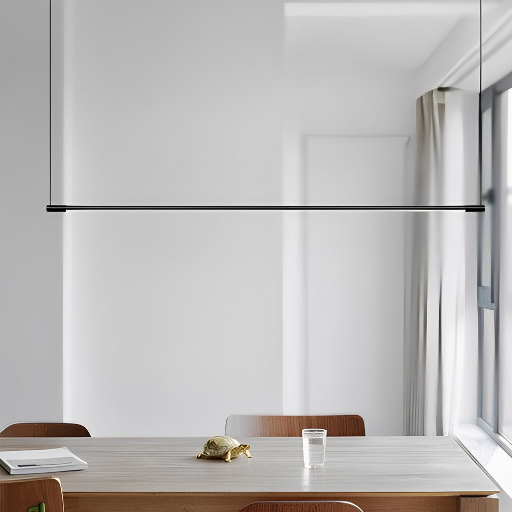 Modern Linear LED Pendant Light Dimmable Black Iron Ceiling Fixture