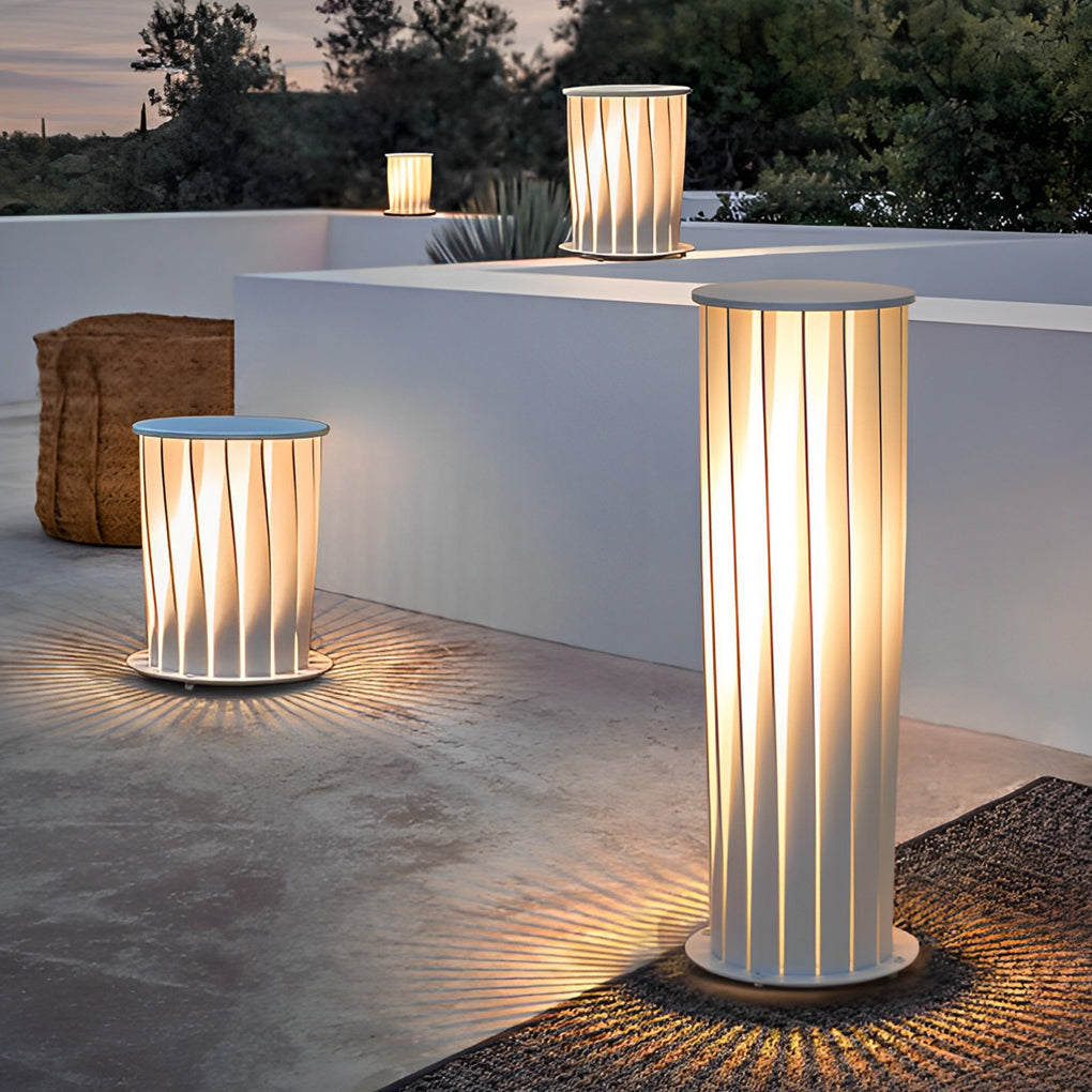 Modern Solar LED Lawn Light with Twisted Metal Design