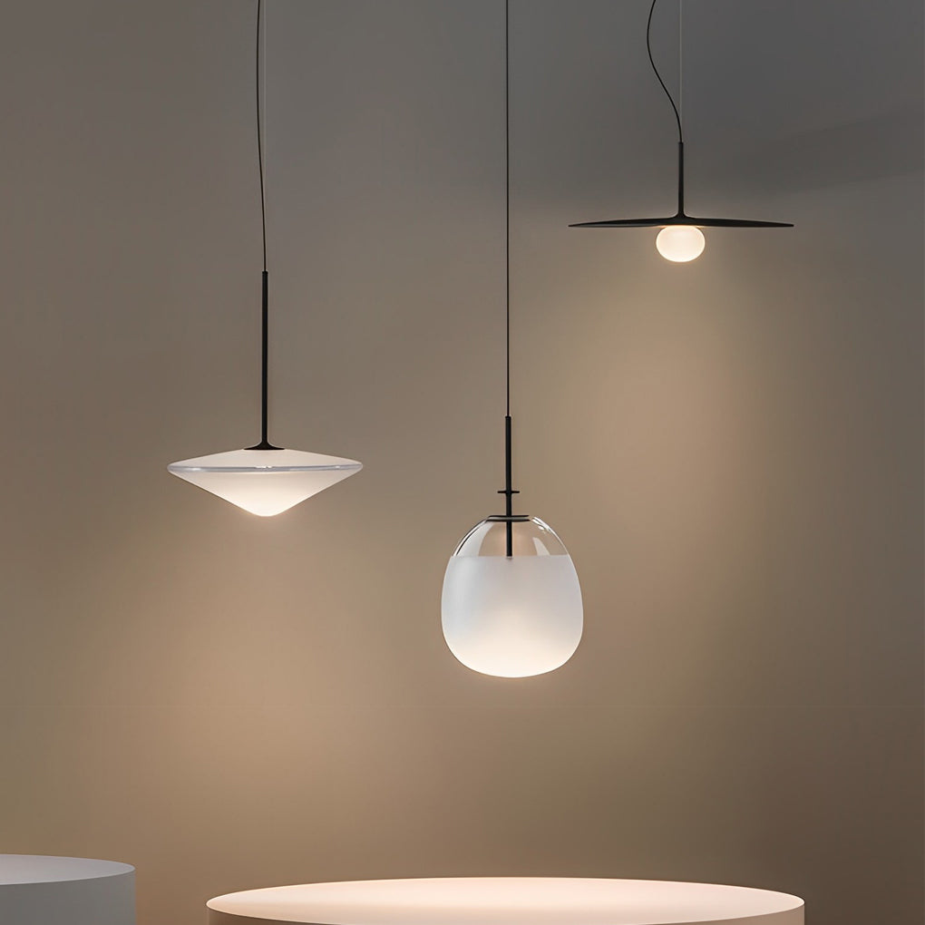 Modern Glass Iron LED Pendant Light – Black Nordic Ceiling Lamp
