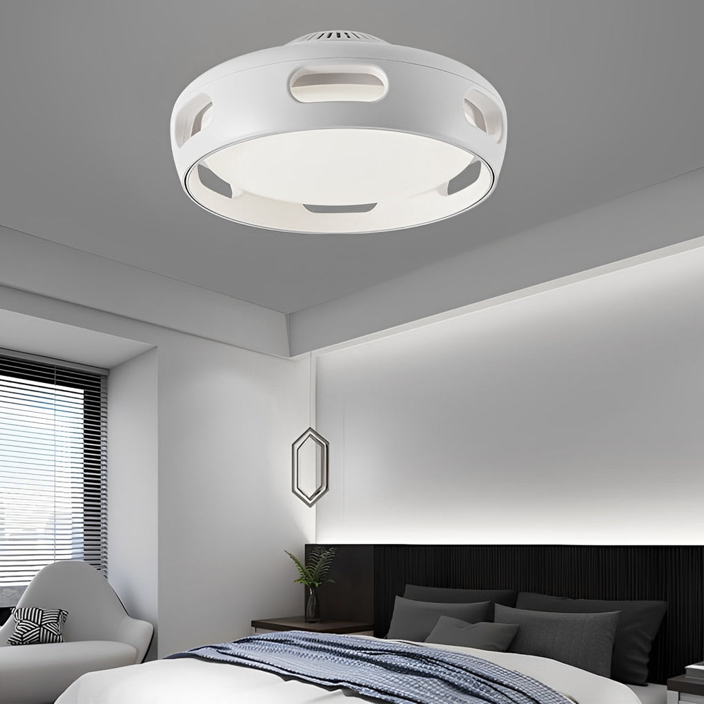 Smart Dimmable Bladeless Ceiling Fan Light with LED - White