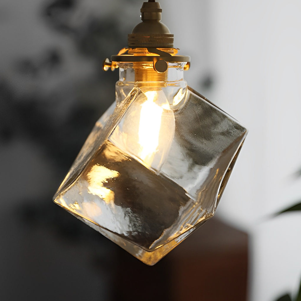 Square Glass Pendant Light Modern Minimalist Kitchen Island Lighting