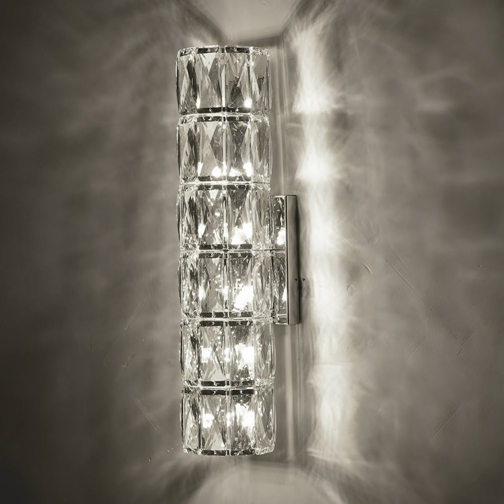 Crystal Cylindrical LED Wall Sconce with 3-Step Dimming