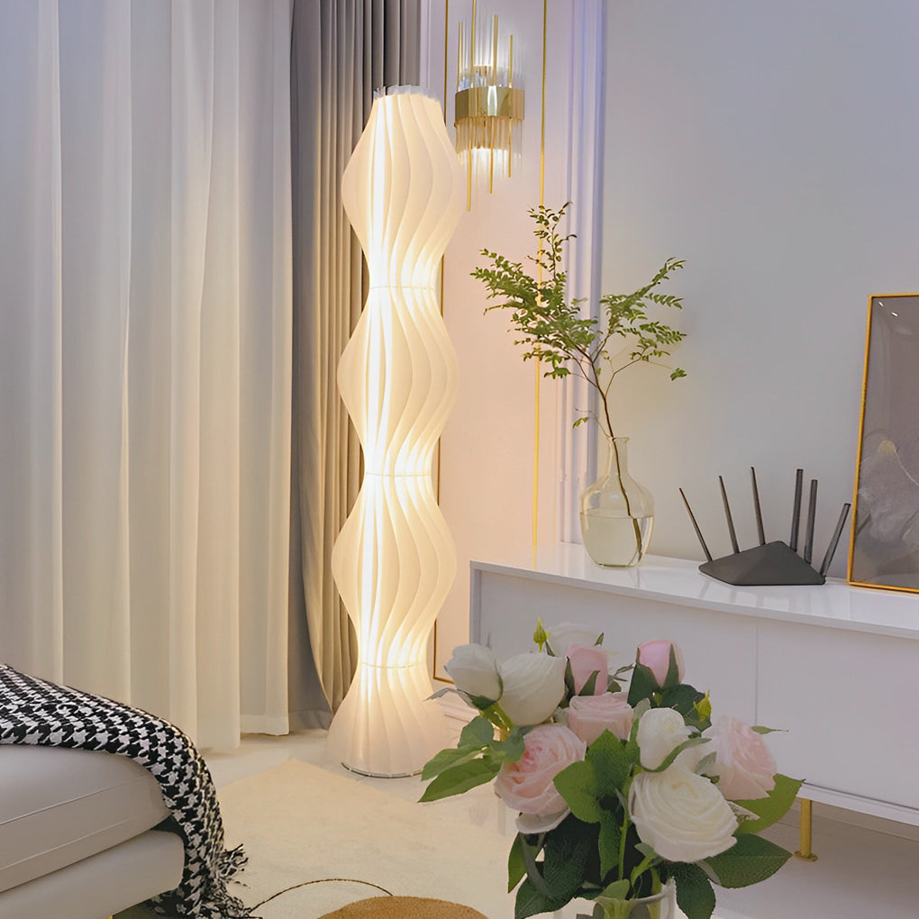 Modern Coastal Wavy Acrylic LED Floor Lamp White 68"