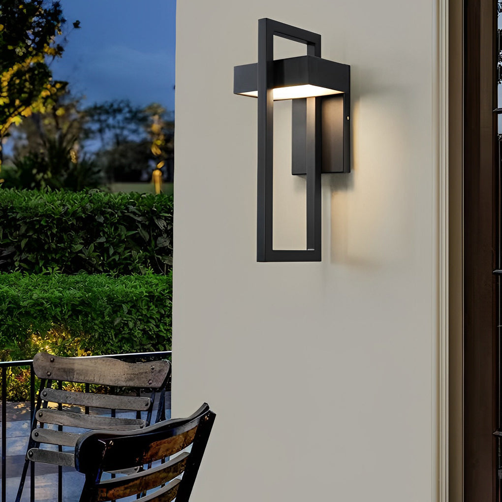 Rectangular Modern LED Outdoor Wall Lamp - Waterproof Black