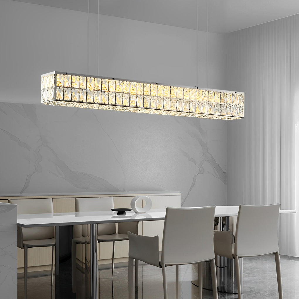 Rectangular Crystal Chandelier with Three-Step Dimming - Modern LED