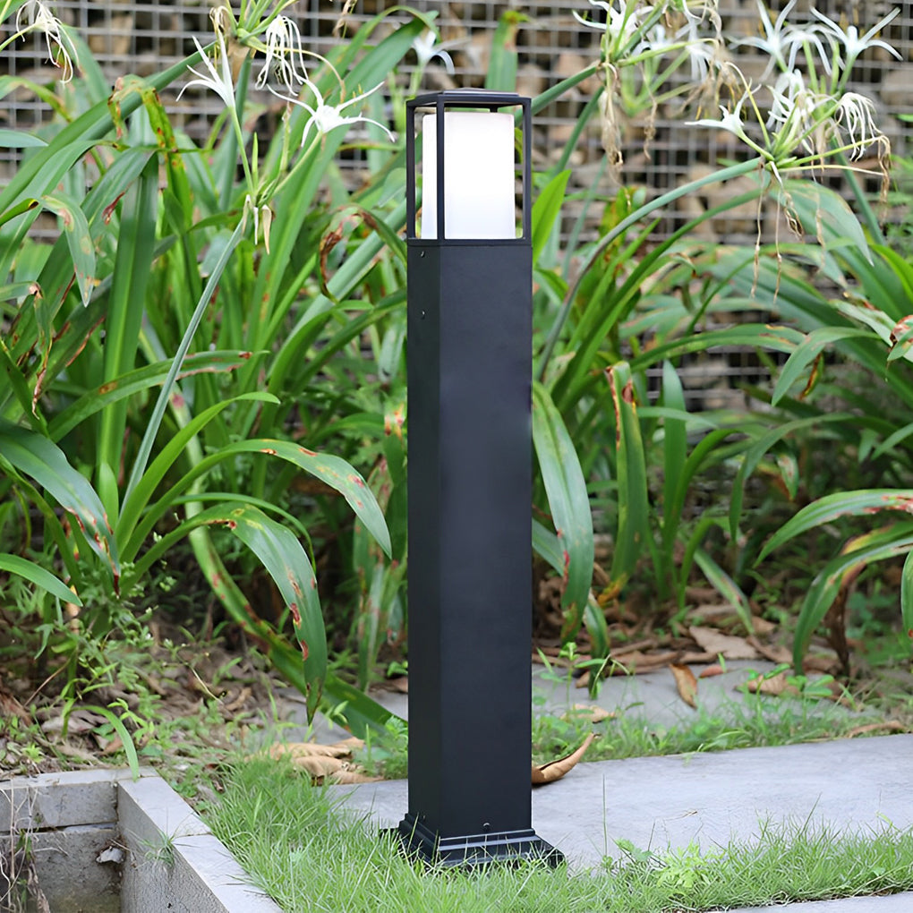 Modern Black Aluminum Bollard Path Light 31.5" Outdoor Garden