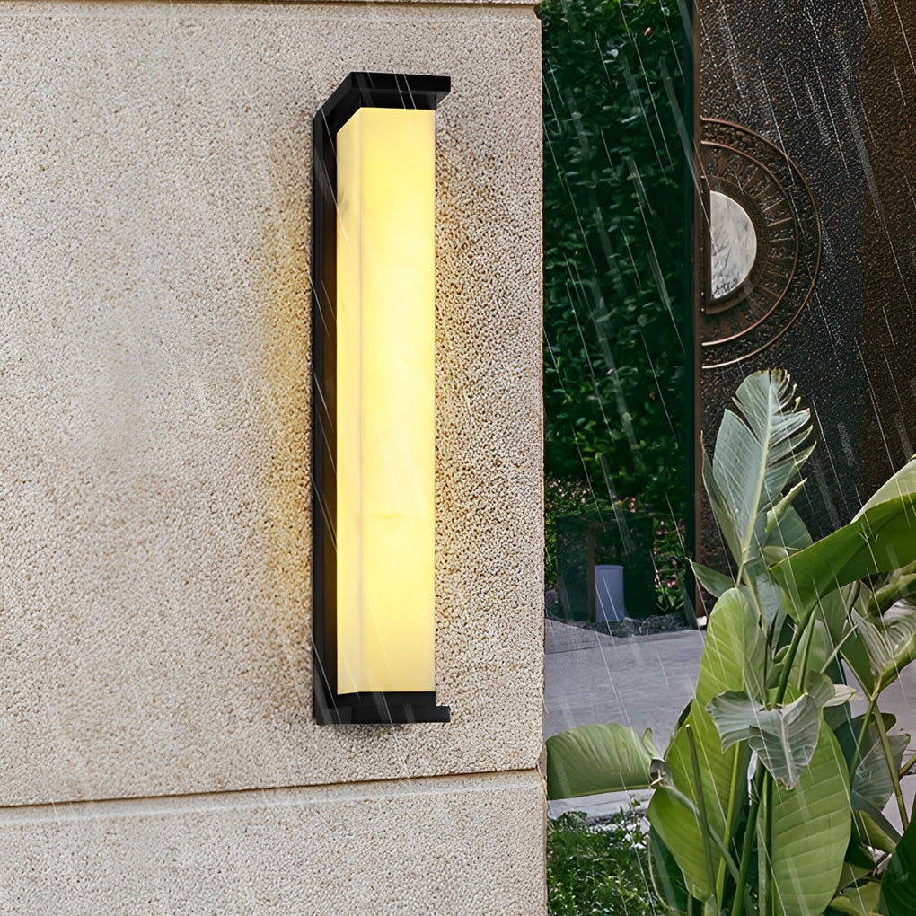 Modern Waterproof Outdoor Wall Light - Stainless Steel & Marble