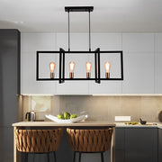 Rectangular Frame Industrial Chandelier – Black Iron Pendant Light