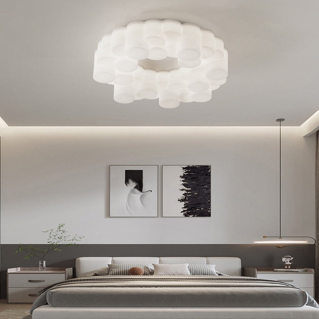Modern Honeycomb Ring LED Ceiling Light with 3-Step Dimming
