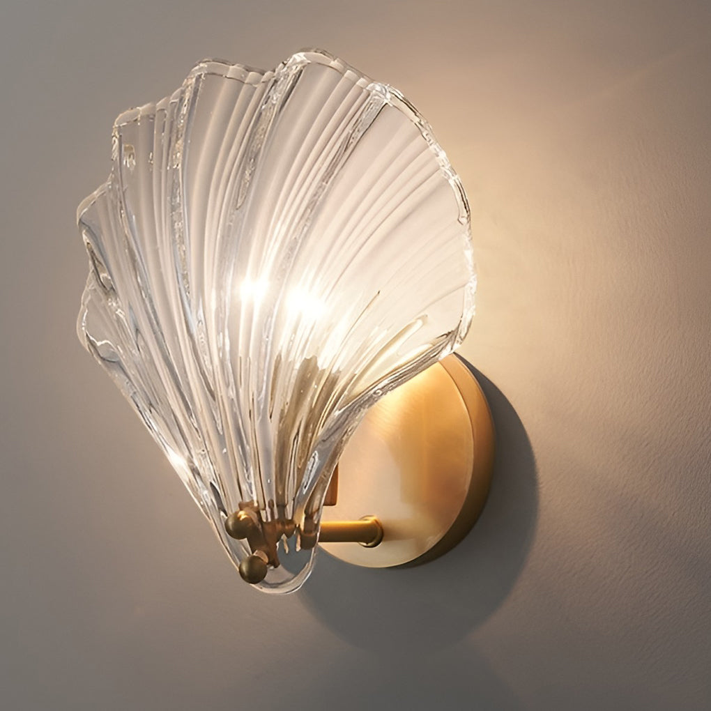 Fan-Shaped Glass Wall Sconce with 3-Step Dimming LED Light