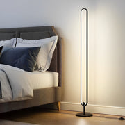 Modern Oval LED Floor Lamp with Metal Frame and Acrylic Shade