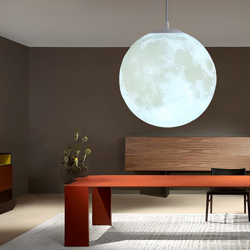 3D Moon Pendant Light Modern Nordic Spherical Hanging Lamp