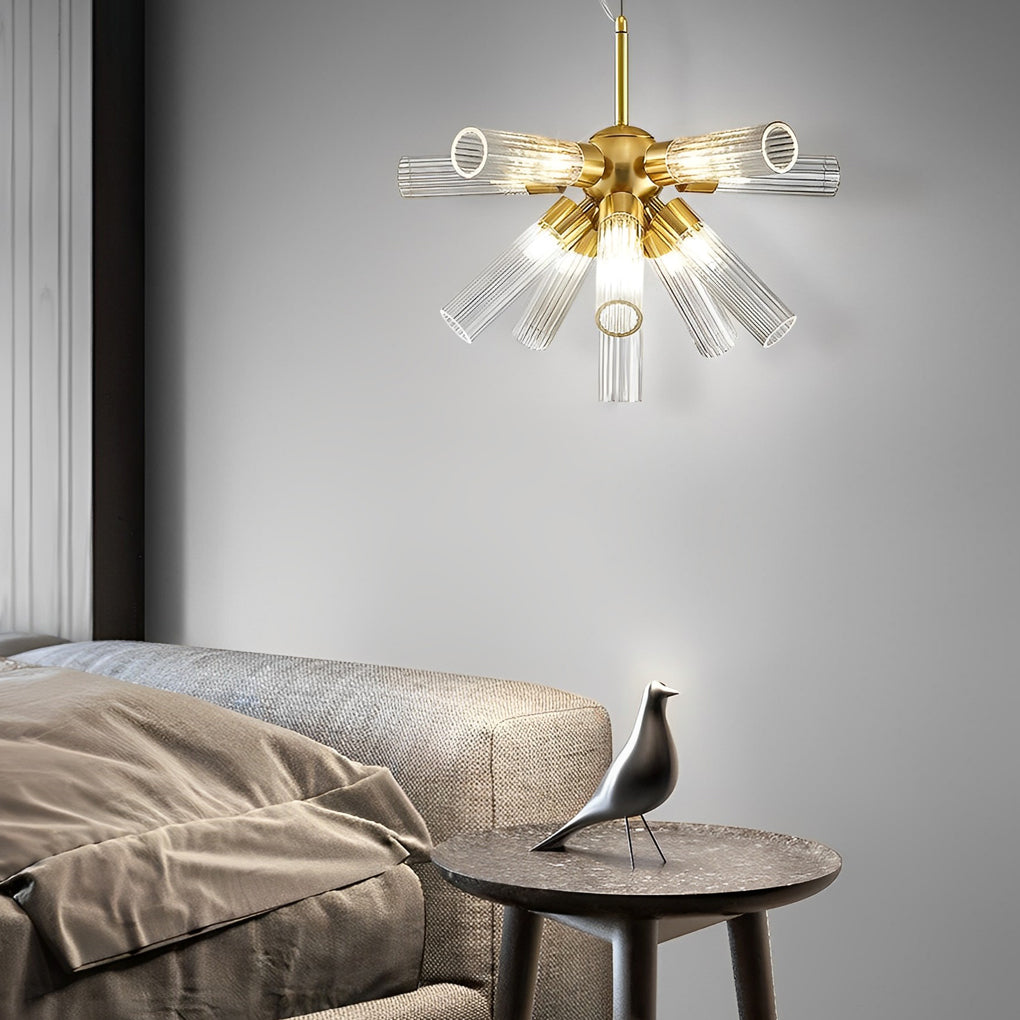 Modern Sputnik Chandelier with Acrylic Tubes & Three-Step Dimming