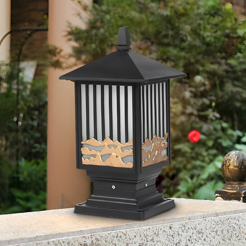 Modern Solar Fence Post Light with Die-Cast Aluminum & Glass Shade