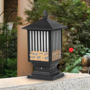 Modern Solar Fence Post Light with Die-Cast Aluminum & Glass Shade