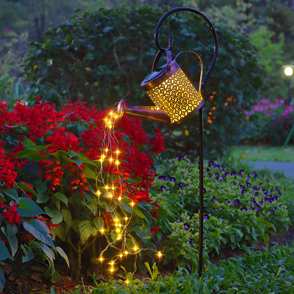 Solar LED Kettle Shower Garden Light Waterproof Outdoor Landscape
