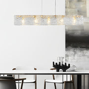 Modern Glass LED Pendant Light - Rectangular Dining Room Chandelier